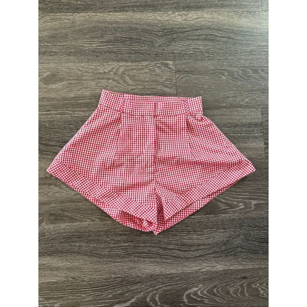 NWT Miscreants London x Revolve Red & White Plaid Gingham Shorts Size US 2 UK 6